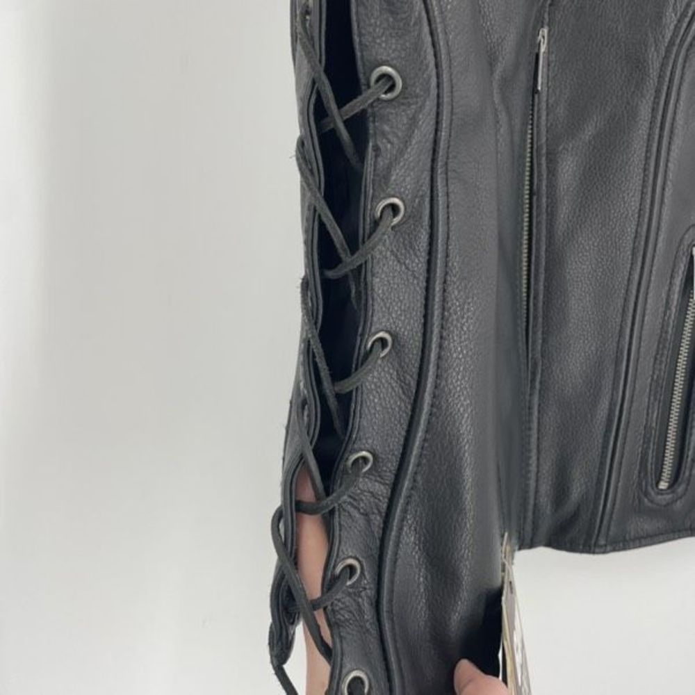 Milwaukee Leather Women's Gun Pocket Side Lace Biker Style Vest Black Medium NWT - Picture 5 of 9